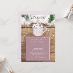 Rosa Hett Chocolate Rustic Baby Det är Kall Shower Inbjudningar