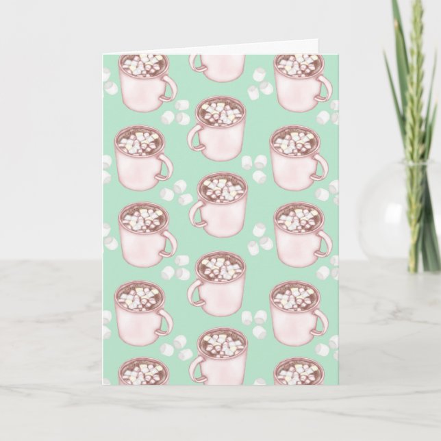 Rosa Hett Cocoa Mugg - Mint Grönt Card Meddelande (Framsida)