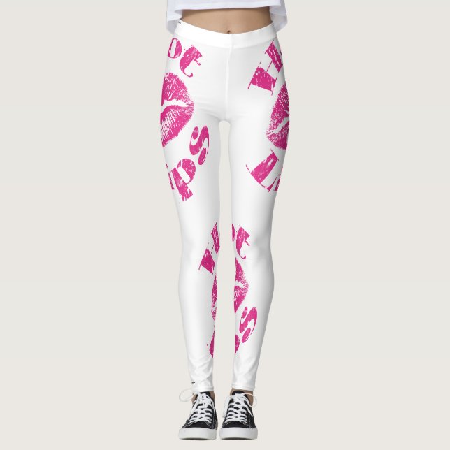 Rosa Hett Läppar! Leggings (Framsida)