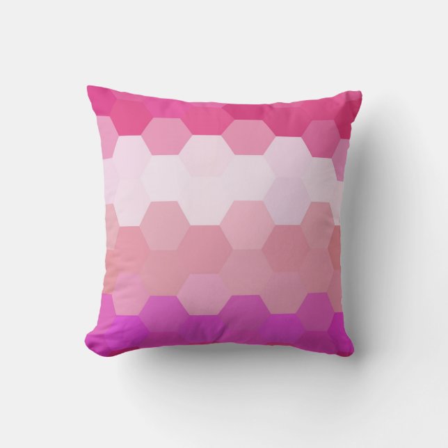 Rosa Hexagon Chevron Mönster Kudde (Framsida)
