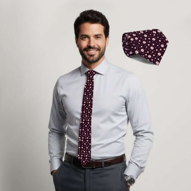 Rosa hexagon geometrisk mörk plommonfärgad slips (Skapare uppladdad)