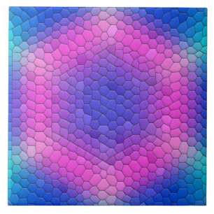 Rosa Hexagon Mosaic om blå gradient Kakelplatta