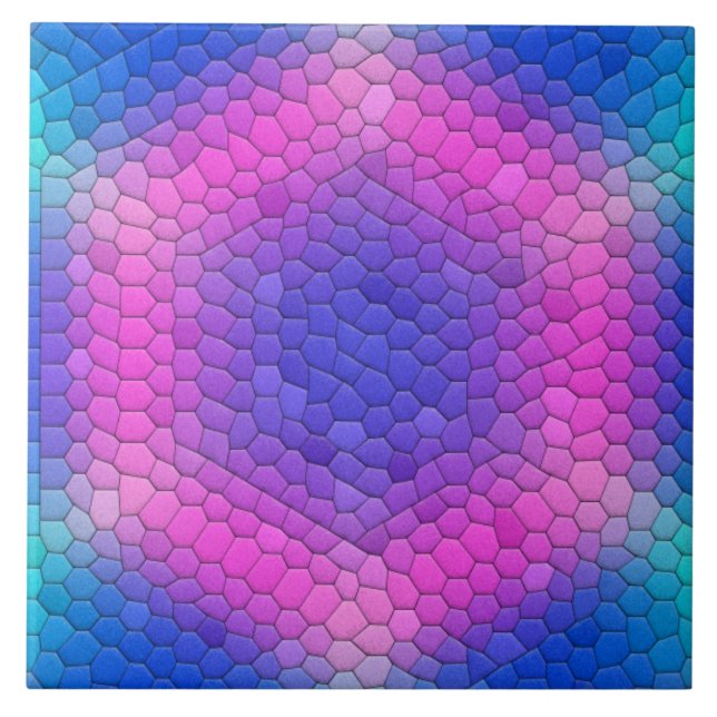 Rosa Hexagon Mosaic om blå gradient Kakelplatta (Framsidan)