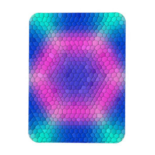 Rosa Hexagon Mosaic om blå gradient Magnet