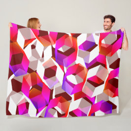 Rosa hexagon och mer färg, mörk, röd bakgrund fleecefilt