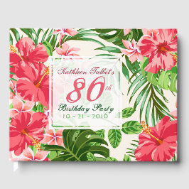 Rosa Hibiscus 80:e Födelsedagsfesten Guest Bok