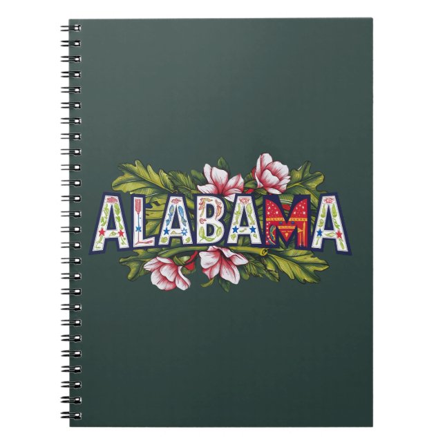 Rosa Hibiscus Alabama Typografi Anteckningsbok (Framsidan)