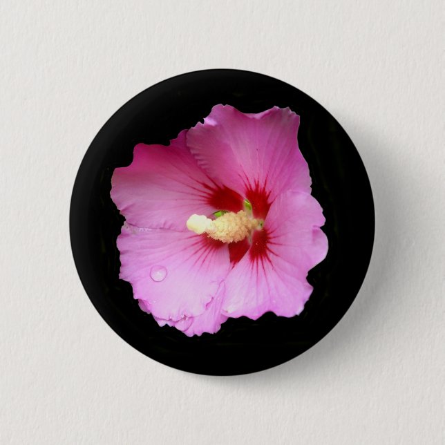 Rosa Hibiscus Badge Knapp (Framsida)