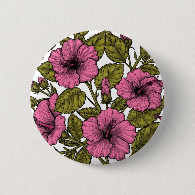 Rosa hibiscus-blommor knapp (Framsida)