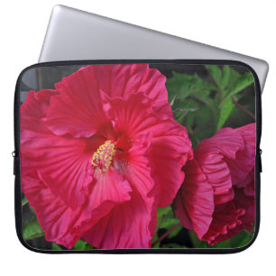 Rosa hibiscus-blommor laptop fodral
