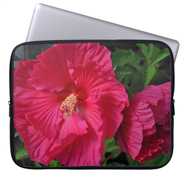 Rosa hibiscus-blommor laptop fodral (Framsidan)
