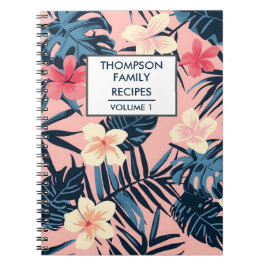 Rosa hibiscus-blommor Personlig Recipe Anteckningsbok