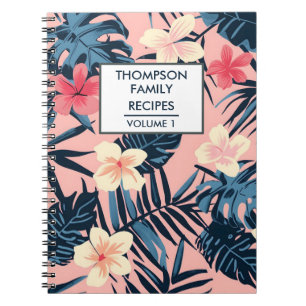 Rosa hibiscus-blommor Personlig Recipe Anteckningsbok