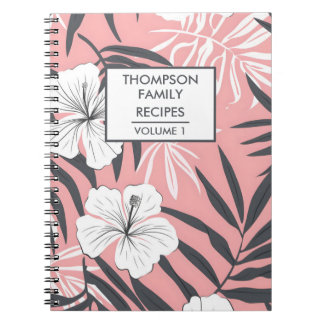 Rosa hibiscus-blommor Personlig Recipe Anteckningsbok