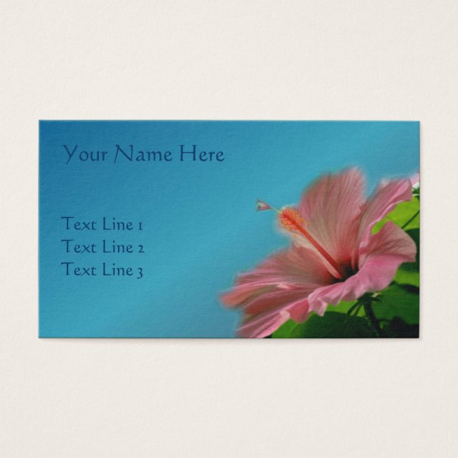Rosa Hibiscus Blomnatur Visitkort (Framsidan)