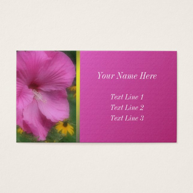 Rosa Hibiscus Blomnatur Visitkort (Framsidan)