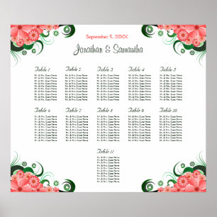 Rosa Hibiscus Bröllop 11 Bord Poster