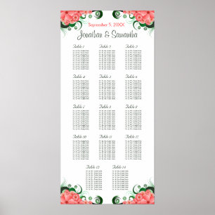 Rosa Hibiscus Bröllop 14 Bord sittkartor Poster