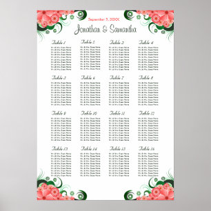 Rosa Hibiscus Bröllop 16 Bord Poster