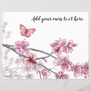 Rosa Hibiscus Butterflies Journal Scrapbook Papper