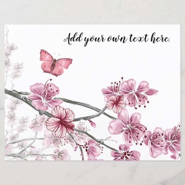 Rosa Hibiscus Butterflies Journal Scrapbook Papper (Framsida)