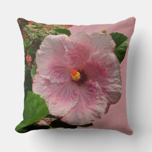 Rosa Hibiscus Cust. BG Färg Dekorativ kudde