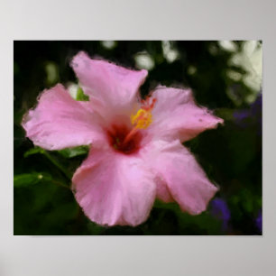 Rosa Hibiscus Flower Art Photo Painting Poster