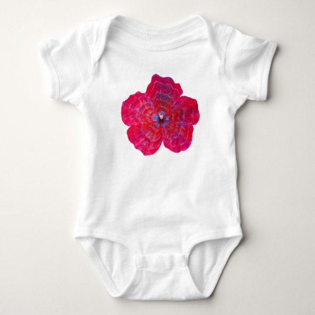 Rosa Hibiscus Flower Baby Bodykostym Tee Shirt (Framsida)
