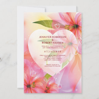Rosa Hibiscus Flower Bröllop Blommigt Hjärtnedfall Meddelande