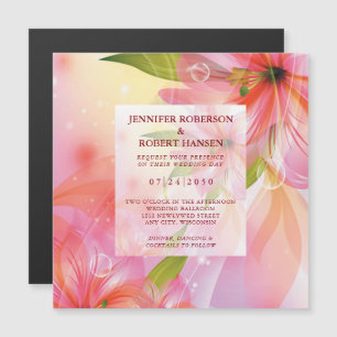 Rosa Hibiscus Flower Bröllop Magnetic Card
