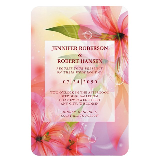 Rosa Hibiscus Flower Bröllop Rectangle Magnet (Vertikal)