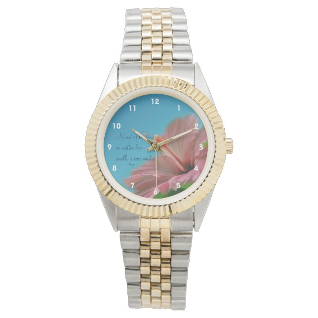 Rosa Hibiscus Flower Kindness Quote Inspirational Armbandsur (Framsida)