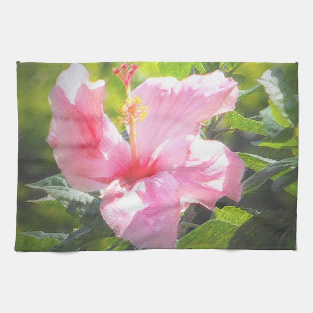 Rosa Hibiscus Flower Kökshandduk (Horisontell)