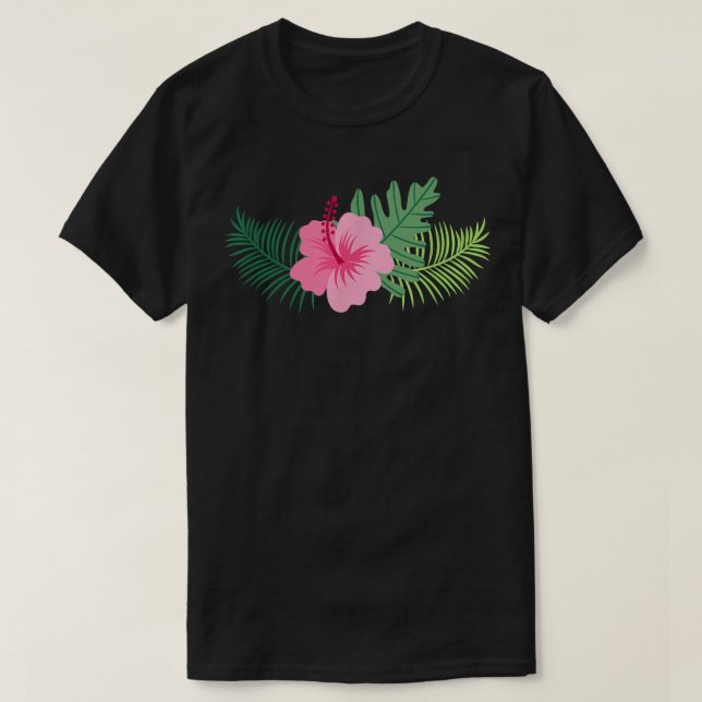 Rosa Hibiscus Flower Manar Kvinnor och barn Stilar T Shirt (Design framsida)