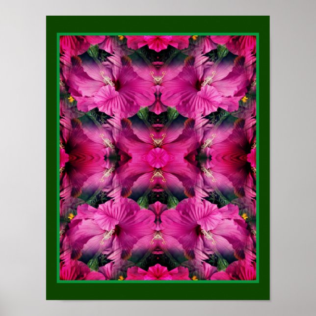 Rosa Hibiscus Flower Multiplied Abstrakt Poster (Framsidan)