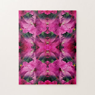 Rosa Hibiscus Flower Multiplied Abstrakt Pussel