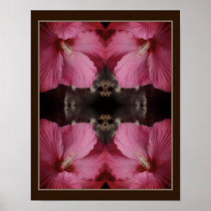 Rosa Hibiscus Flower Partial Färg Abstrakt Poster