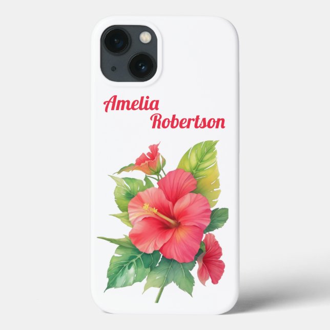 Rosa Hibiscus Flower Personlig Phone Case (Baksida)