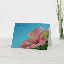 Rosa Hibiscus Flower Photo Card Kort
