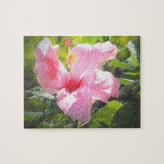 Rosa Hibiscus Flower Pussel (Horisontell)