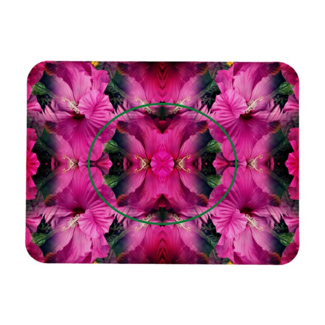 Rosa Hibiscus Flower Ram Skapar ditt eget foto Magnet (Horisontell)