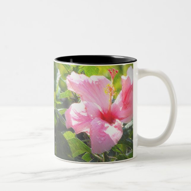 Rosa Hibiscus Flower Två-Tonad Mugg (Höger)