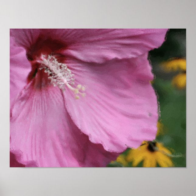 Rosa Hibiscus Flower Watercolor Photo Painting Poster (Framsidan)