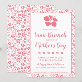 Rosa Hibiscus Flowers Brunch Luau Mors dag Inbjudningar