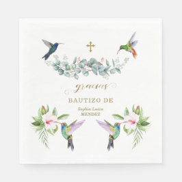 Rosa Hibiscus Flowers Eucalyptus Bautizo Pappersservett