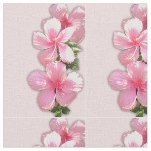 Rosa Hibiscus Flowers Fabric Tyg