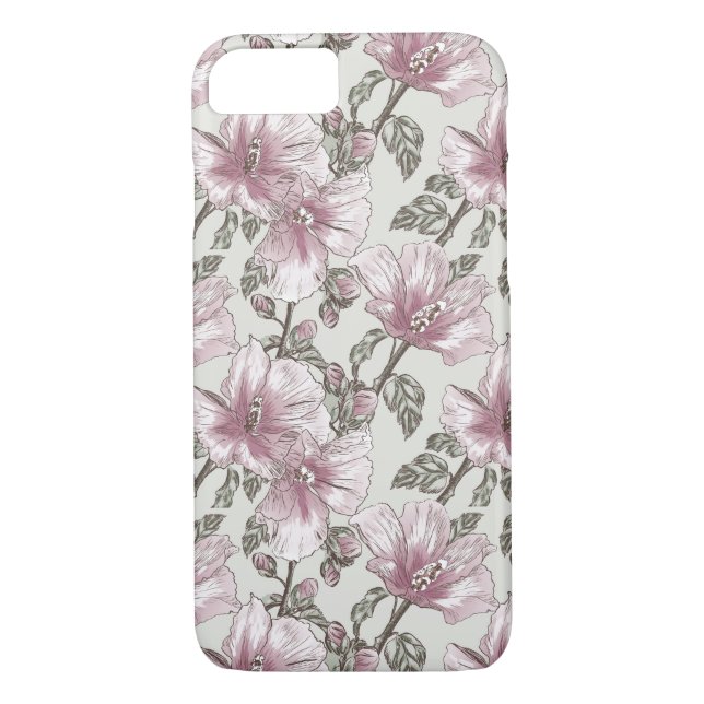Rosa Hibiscus Flowers Mönster Case-Mate iPhone Skal (Baksida)