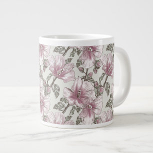 Rosa Hibiscus Flowers Mönster Jumbo Mugg