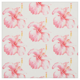 Rosa Hibiscus Flowers Tyg