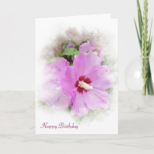 rosa hibiscus-födelsedagsljud kort